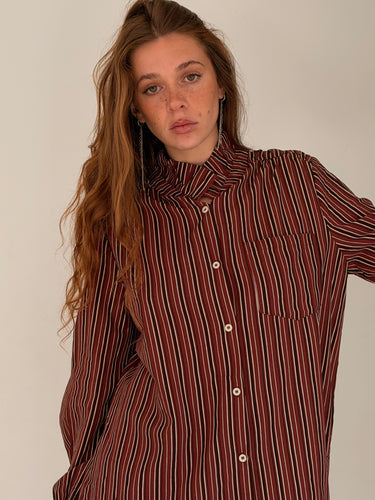 burgandy mix striped shirt