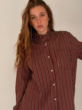 burgandy mix striped shirt