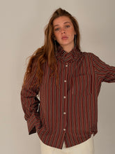 burgandy mix striped shirt