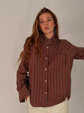 burgandy mix striped shirt