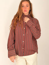 burgandy mix striped shirt