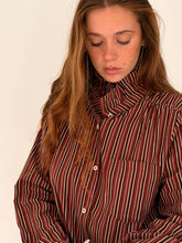 burgandy mix striped shirt