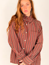 burgandy mix striped shirt