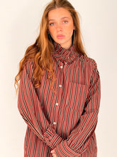 burgandy mix striped shirt