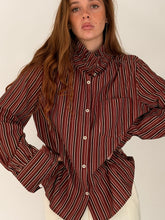 burgandy mix striped shirt