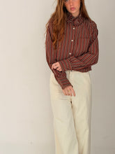 burgandy mix striped shirt