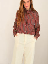 burgandy mix striped shirt