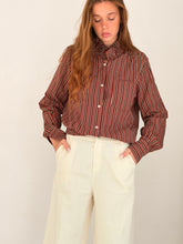 burgandy mix striped shirt
