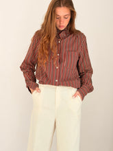 burgandy mix striped shirt