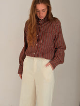 burgandy mix striped shirt