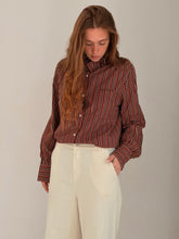 burgandy mix striped shirt