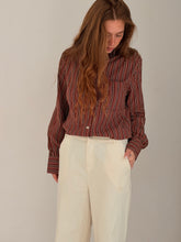 burgandy mix striped shirt