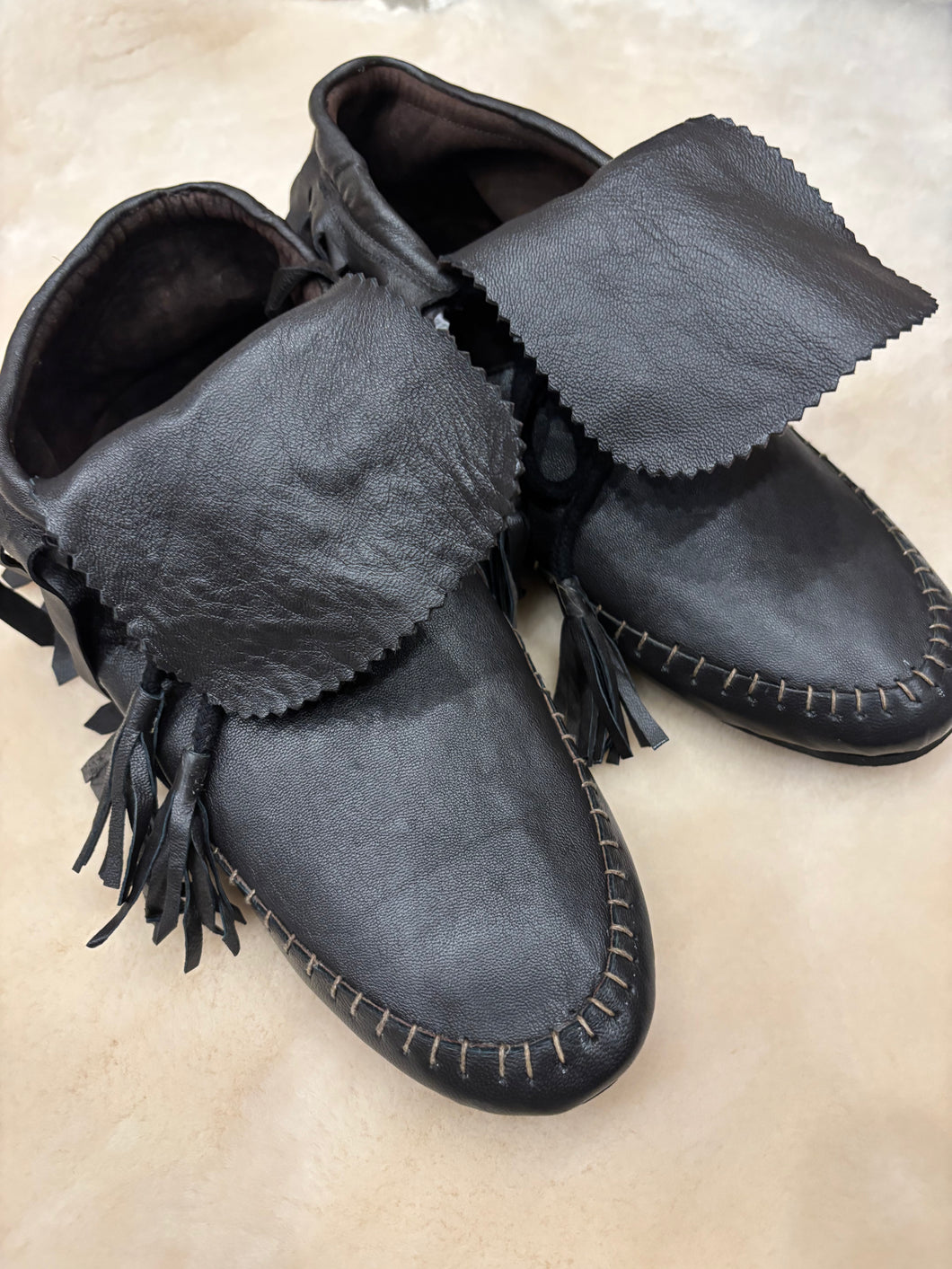 mamapapa - Leather fringe chocolate mocassin