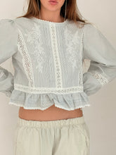 Thin stripes broderie blouse