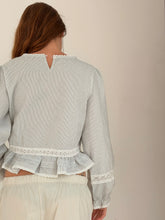 Thin stripes broderie blouse