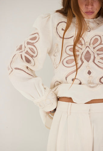 V de Vinster - Care lace blouse offwhite