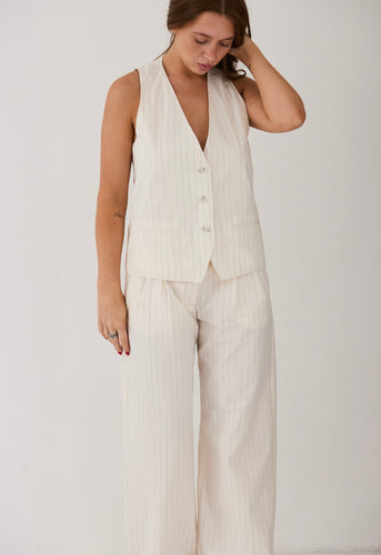 Hartford - Perfect offwhite pinstripes pants