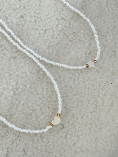 Bead Necklace with star or heart