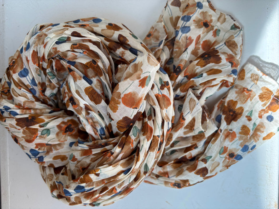 Cotton printed floral scarf