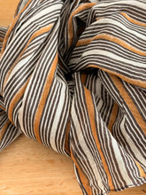 scarf stripe camel, choco and white