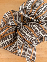 scarf stripe camel, choco and white