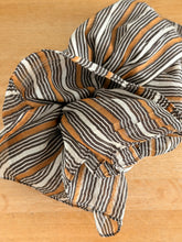 scarf stripe camel, choco and white