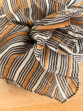 scarf stripe camel, choco and white