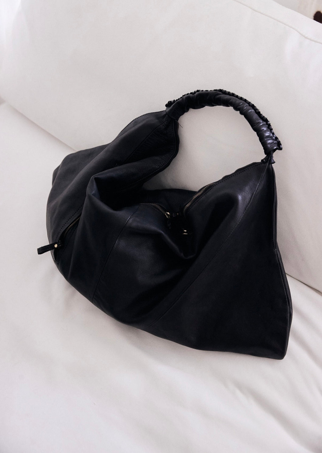 Leather large bag short strap