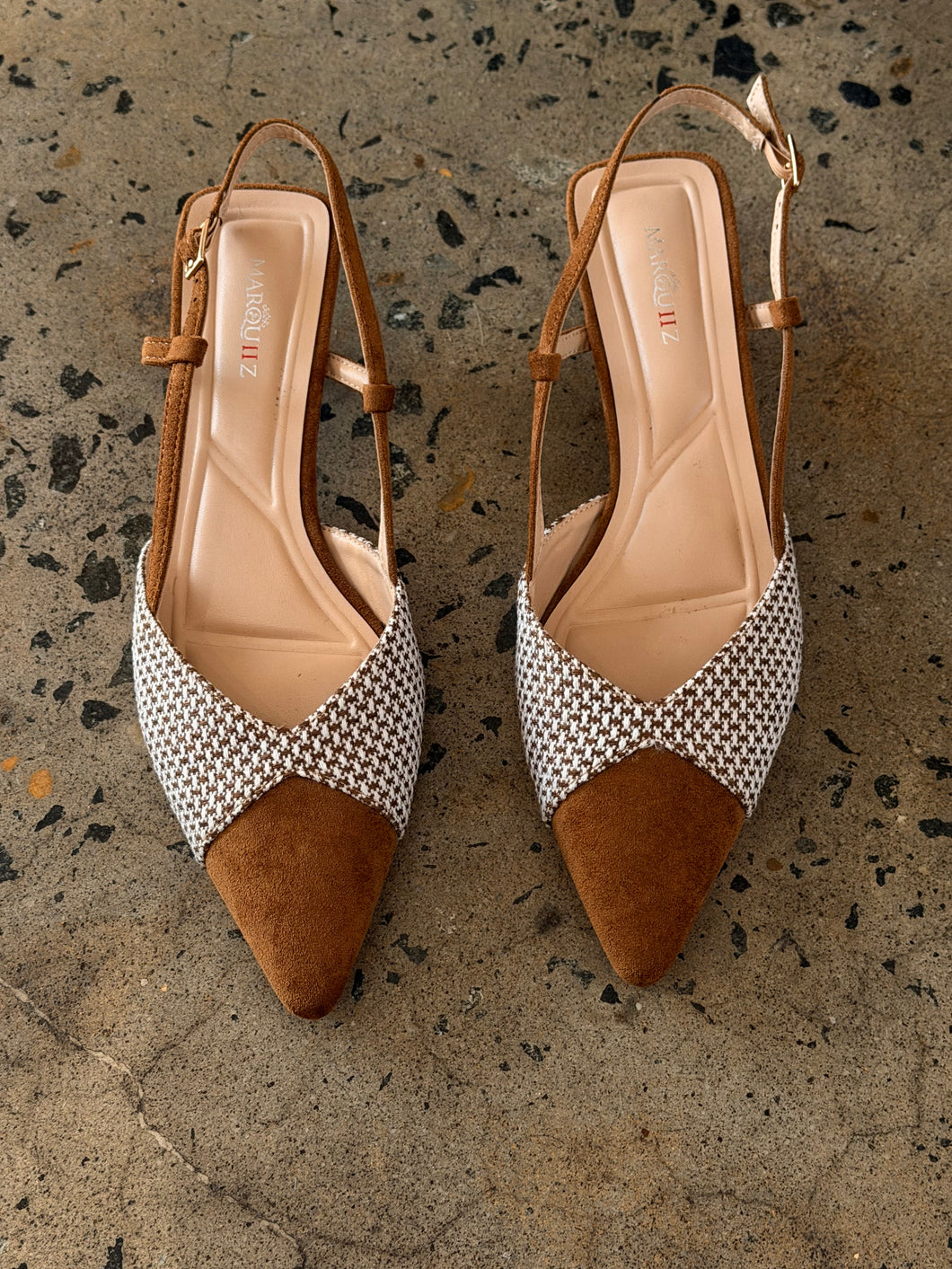 checked kitten heel