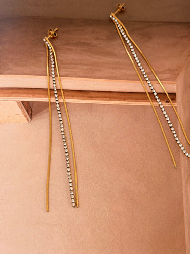 Long chain and diamonty earrings