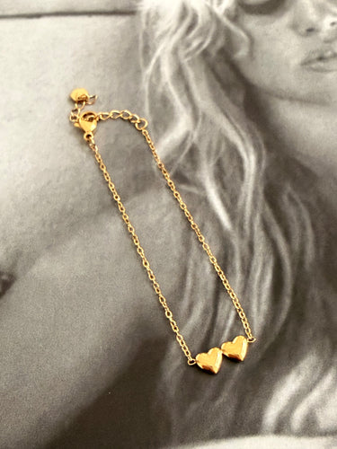 Double Heart fine chain bracelet