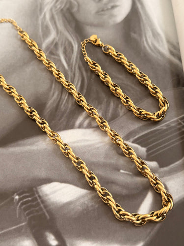 Thick twisted chain bracelet / necklace