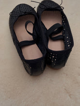 anniel - black leather ballet flat pointelle