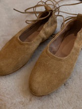 anniel - ballet flat camello suede with tie