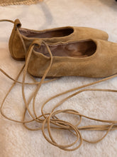 anniel - ballet flat camello suede with tie