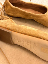 anniel - ballet flat camello suede with tie