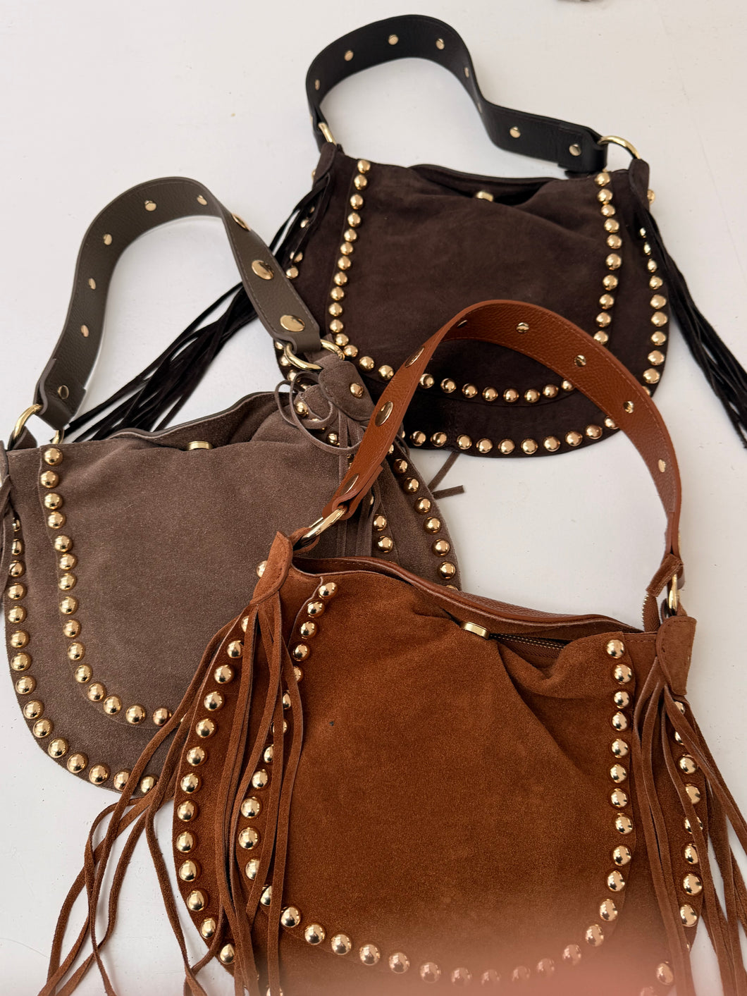 Fringe and studs  Leather bag