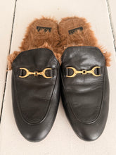 black leather slides