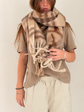 mamapapa - printed checker beige scarf