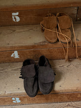 mamapapa - suede fringe camel mocassin