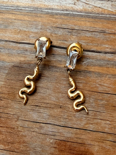 snake and Diamond dangle earrings