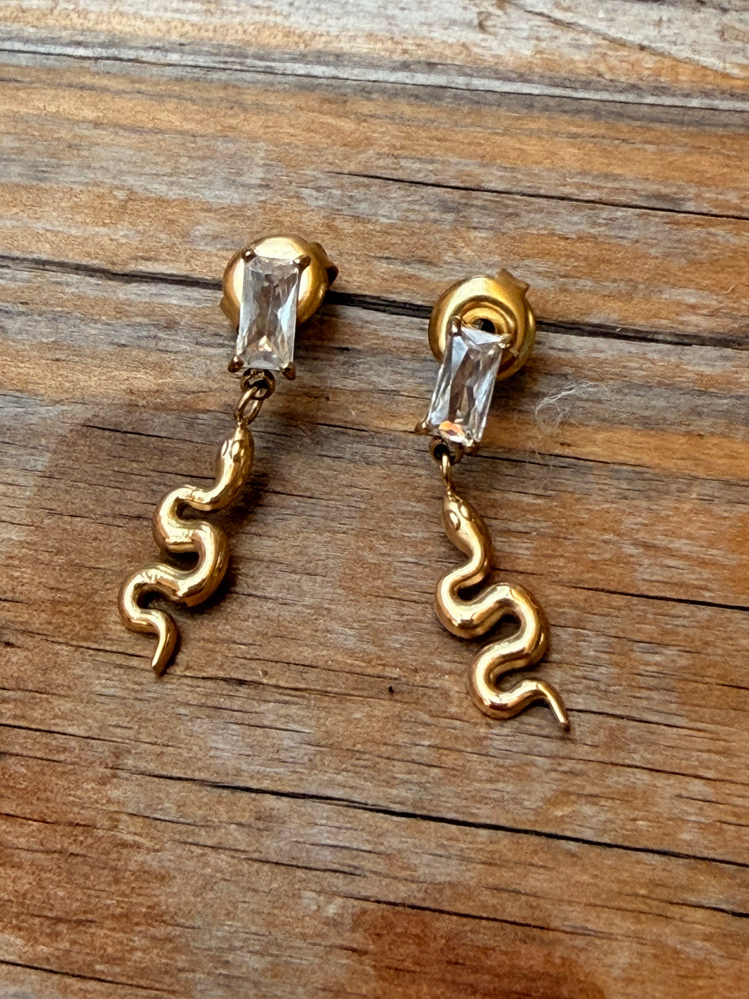 snake and Diamond dangle earrings