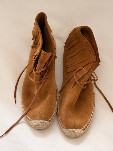 Saint Laurent suede Tan boots w/fringes
