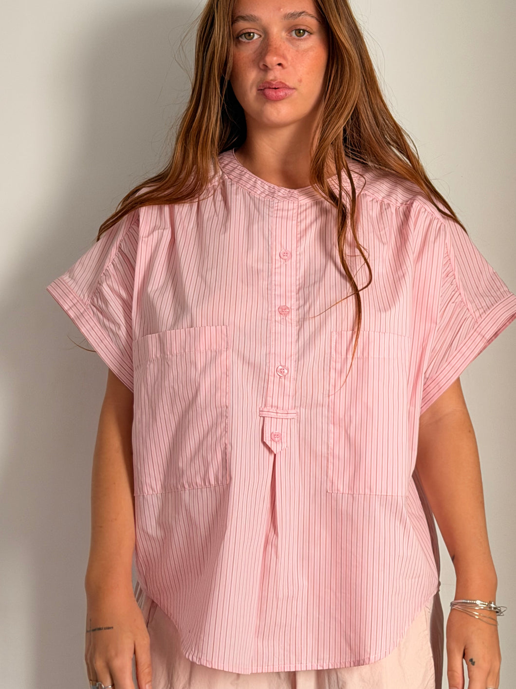 Mamapapa - Hornet Striped Blouse in Pink