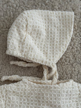 Cream waffle one piece with hat