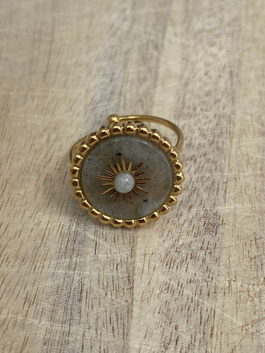 Gold and grey marble circle ring