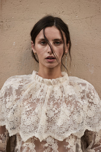 Lace Blouse with large Frill collar