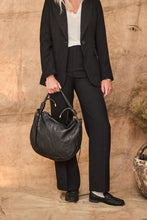 Leather bag with drawstring