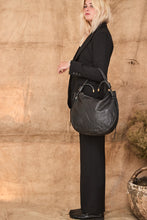 Leather bag with drawstring