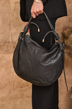Leather bag with drawstring